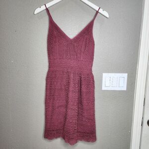 Abercrombie And Fitch Burgendy Crochet Dress
